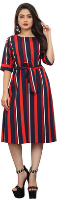 Hiral Creation Women A-line Multicolor Below Knee Dress
