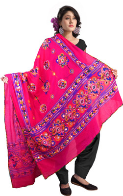Vastragrah Cotton Blend Embroidered Women Dupatta