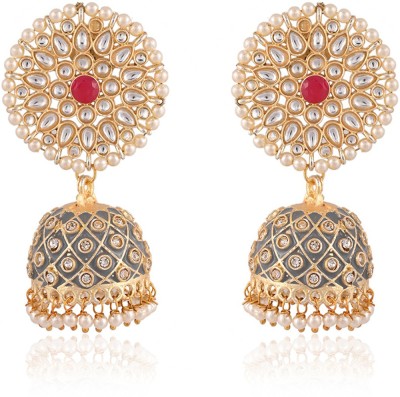 Viraasi Gold Plated Meenakari Enamel Dangler Earring for women Brass Jhumki Earring