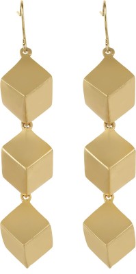 Savvy Square Cube Block 3D Stud Earrings for Girls Brass Material Made in India Earrings for Women's Fashion Jewellery for Party Brass Drops & Danglers
