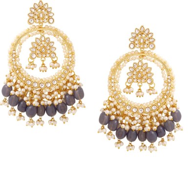 Viraasi Gold Plated Kundan Meenakari Traditional Dangler Earring Brass Drops & Danglers