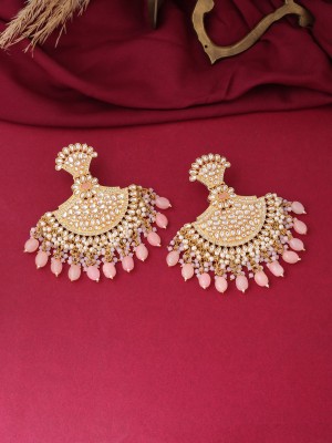 Viraasi Gold Plated Kundan Meenakari Traditional Dangler Earring Brass Drops & Danglers