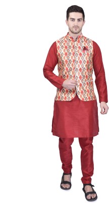 PRINTCULTR Men Kurta Pyjama Ethnic Jacket Set