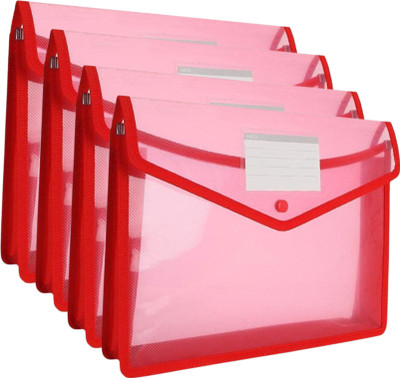 Fedus Plastic File Folder(Set Of 5, Red)