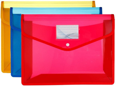 Fedus Plastic File Folder(Set Of 3, Multicolor)