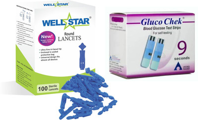 Wellstar ROUND Glucometer Lancets (100) with GLUCOCHEK 50 Test Strips Glucometer Lancets(100)