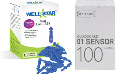Wellstar ROUND Glucometer Lancets (100) with GLUCOCARD SENSOR 100 Test Strips Glucometer Lancets(100)