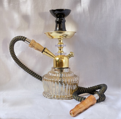 Misr Puff Premium Designer Golden tint Pot & Gold electro plated Stem 10 inch Glass, Gold Plated, Crystal Hookah(Gold) Misr Puff Premium Designer Golden tint Pot & Gold electro plated Stem 10 inch Glass, Gold Plated, Crystal Hookah(Gold)