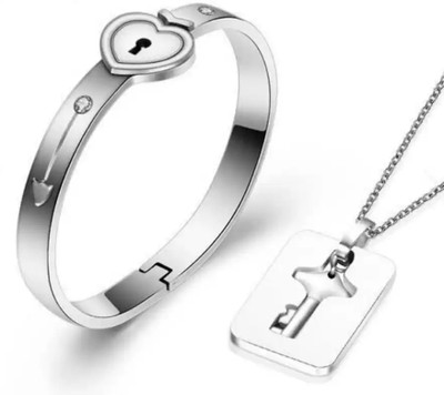 ruby collection Stainless Steel Silver Silver Jewellery Set(Pack of 1)
