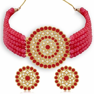 HARITA Brass Gold-plated Red, Gold Jewellery Set(Pack of 1)