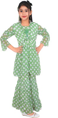 Robecult Girls Party(Festive) Kurta Trouser(Green)