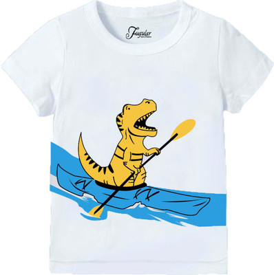 JUGULAR Boys Graphic Print Pure Cotton Regular T Shirt(White, Pack of 1)