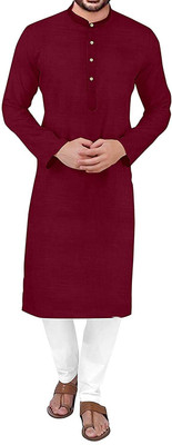 fshway Men Solid Straight Kurta(Maroon)