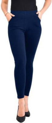 s r collection Ankle Length  Ethnic Wear Legging(Dark Blue, Solid)