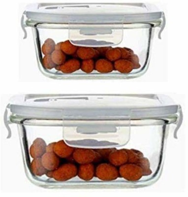 Esybuy Glass Cookie Jar  - 850 ml(Pack of 2, Clear)