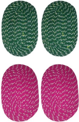 MSKSN Cotton Door Mat(Green, Pink, Free, Pack of 4)