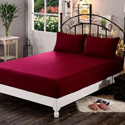 AMIGOS Fitted King Size Breathable, Stretchable, Waterproof Mattress Cover(Maroon)