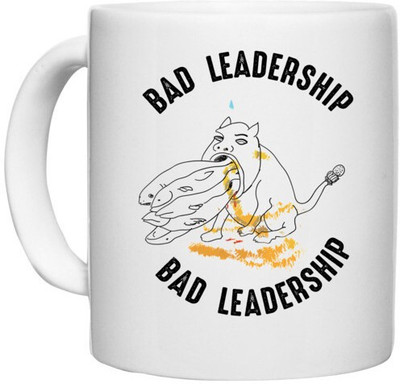 UDNAG White Ceramic Coffee / Tea 'Leader | Bad Leadership' Perfect for Gifting [330ml] Ceramic Coffee Mug(330 ml)
