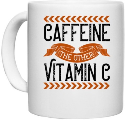 UDNAG White Ceramic Coffee / Tea 'Coffee | Caffeine-The other Vitamin C' Perfect for Gifting [330ml] Ceramic Coffee Mug(330 ml)