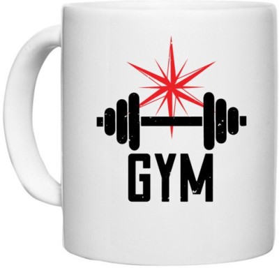 UDNAG White Ceramic Coffee / Tea 'Gym | gym' Perfect for Gifting [330ml] Ceramic Coffee Mug(330 ml)