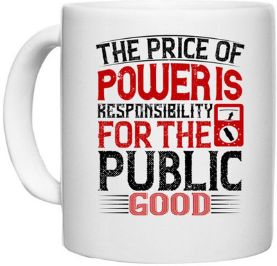 UDNAG White Ceramic Coffee / Tea 'Electrician | The price of power is responsibility for the public good' Perfect for Gifting [330ml] Ceramic Coffee Mug(330 ml)