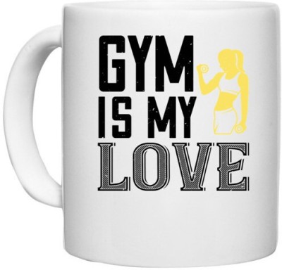 UDNAG White Ceramic Coffee / Tea 'Gym | gym is my love' Perfect for Gifting [330ml] Ceramic Coffee Mug(330 ml)