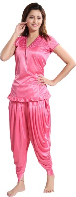 Romaisa Women Solid Pink Top & Pyjama Set