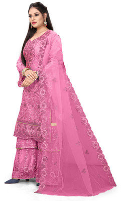 LOOKDESIGNER Embroidered Kurta, Palazzo & Dupatta Set