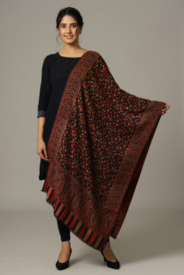 Ravaiyaa - Attitude Is Everything Wool Embellished, Woven Women Shawl(Black)