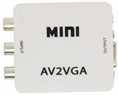 RuhZa AV2VGA Video Convertor Box AV RCA CVBS to VGA Video Converter Conversor with 3.5mm Audio to PC HDTV ConverterAV2VGA Video Convertor Box AV RCA CVBS to VGA Video Converter Conversor with 3.5mm Audio to PC HDTV Converter Media Streaming Device (White) Media Streaming Device(White)