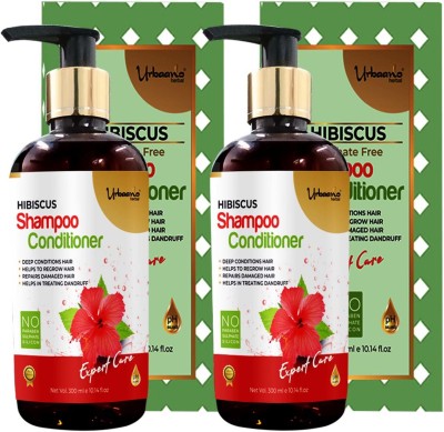 Urbaano Herbal Hibiscus Extract Rich Shampoo Conditioner - Hair Streanthing & Growth Formula - Free from Sulphates, Mineral Oils & Paraben - For All Hair Types(600 ml)