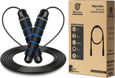 Wearslim Skipping Rope with Ball Bearings Rapid Speed Jump Rope Cable and Foam Handles Ball Bearing Skipping Rope(Black, Blue, Length: 300 cm)