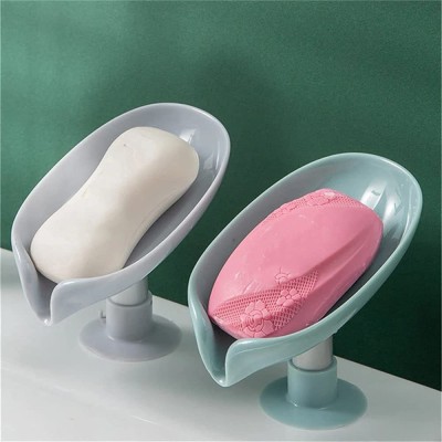 Zenvio New Style Decorative Waterproof Plastic Soap Dish Holder,leaf shape Soap Holder(White)