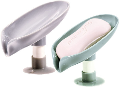 Qrex Pack Of 2 Soap Holder Leaf Shape self draining soap Holder(Multicolor)