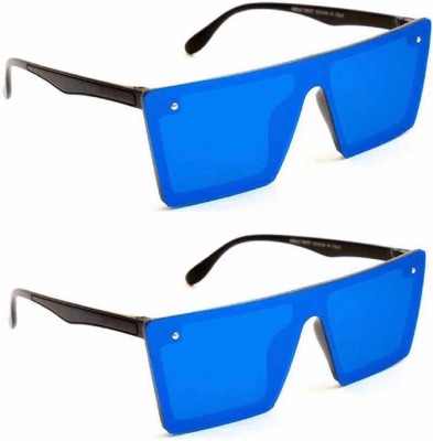 sunwear Retro Square Sunglasses(For Men & Women, Blue, Blue)