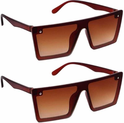 sunwear Retro Square Sunglasses(For Men & Women, Brown, Brown)