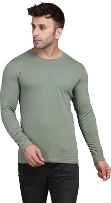 SLOWLORIS Solid Men Round Neck Light Green T-Shirt