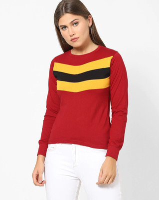 THE DRY STATE Striped Women Round Neck Multicolor T-Shirt