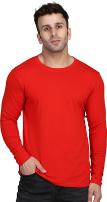 SLOWLORIS Solid Men Round Neck Red T-Shirt