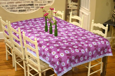 KEA Printed 6 Seater Table Cover(Pink, PVC)