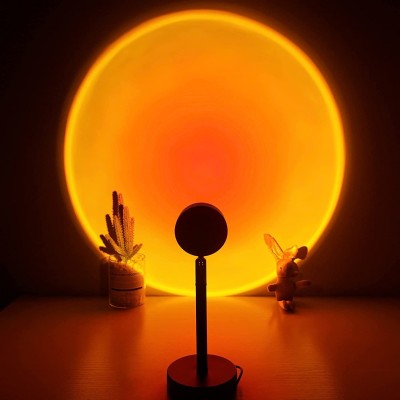 Etrend Sunset Lamp, 180 Degree Rotation Sunset Projection Lamp, 4 Colors Romantic Visual Led Projector Night Light with USB Modern Floor Stand Living Room Night Lamp(15 cm, Multicolor)