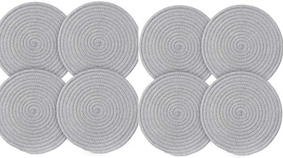 Textile and Beyond Round Pack of 8 Table Placemat(Grey, Cotton)