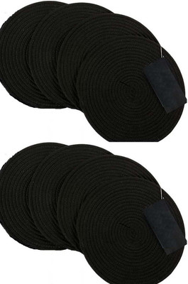 Textile and Beyond Round Pack of 8 Table Placemat(Black, Cotton)