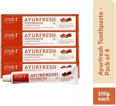 JIVA AYURVEDA Ayurfresh Toothpaste - Natural & Herbal Toothpaste - 100 g Each - Pack of 4 Toothpaste(100 g)