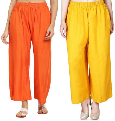 Rocksy Flared, Relaxed Women Yellow, Orange Trousers