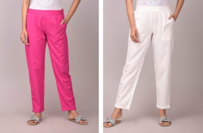 Alexa Eva Regular Fit Women Pink, White Trousers