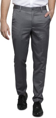 HAUL CHIC Slim Fit Men Silver Trousers