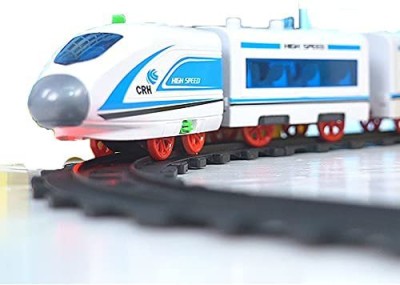 Dherik Tradworld Tigers Bullet Train Set with Light and Sound & Track High Speed Electric Metro Plastic Train with Long Track and Flyover Signal Toy Train for Kids(Multicolor, Pack of: 1)