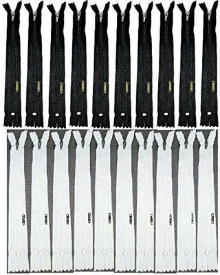 ZENITH New Combo Polyester Auto-Lock 8-inches Zip for Pants, Palazzos 8 inch Tailoring Zips Perfect Fasteners Dressmaking Repairs & Embellishing Craft Material DIY Hobby (Black & White, 20) Black, White Synthetic Open-ended Zipper ZENITH New Combo Polyester Auto-Lock 8-inches Zip for Pants, Palazzos 8 inch Tailoring Zips Perfect Fasteners Dressmaking Repairs & Embellishing Craft Material DIY Hobby (Black & White, 20) Black, White Synthetic Open-ended Zipper