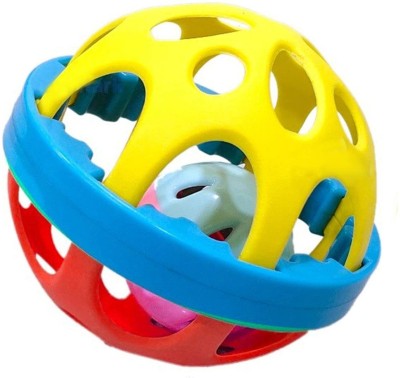 Kp Enterprise kid's soft plastic rubber body rolling hand bell ball baby toy Rattle(Multicolor)